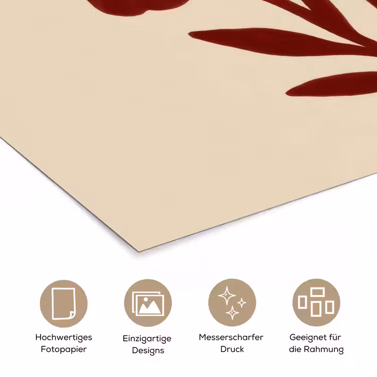 Bloemen - Bladeren - Rood - Minimalistisch poster papier klein -tcloseup_DE