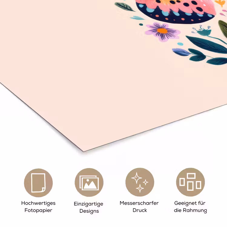 Bloemen - Bladeren - Vlinder - Kleurrijk poster papier klein -tcloseup_DE