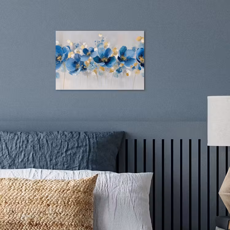 Bloemen - Blauw - Abstract poster papier klein -sfeer2