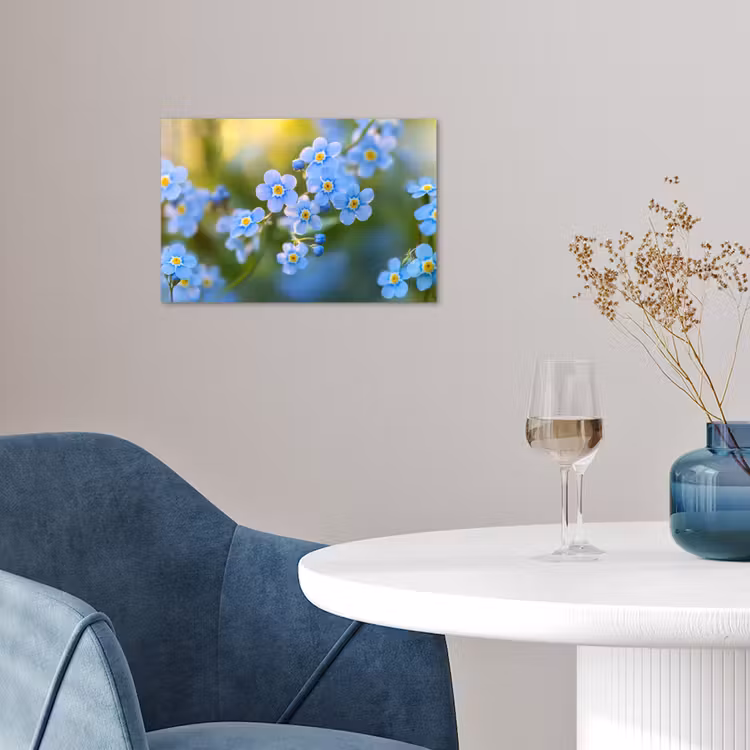 Bloemetjes - Blauw - Vergeet mij nietjes poster papier klein -sfeer3
