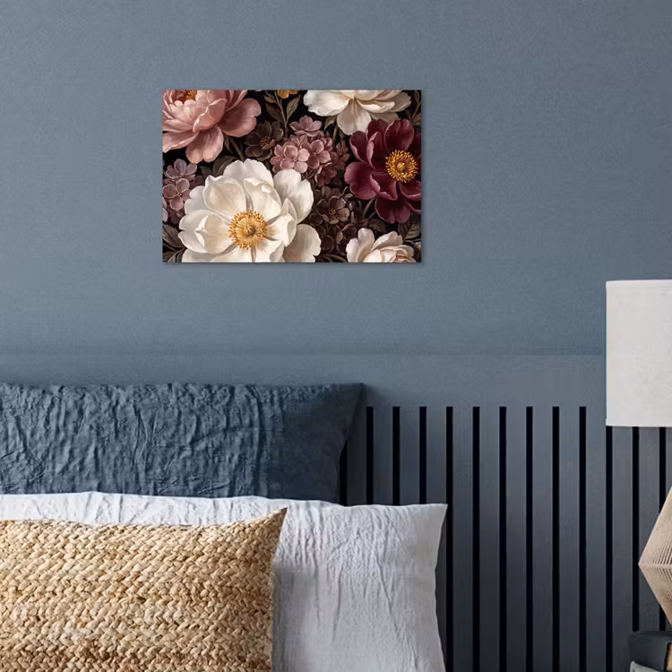 Bloemen - Boeket - Klassiek - Donker - Rood poster papier klein -sfeer2