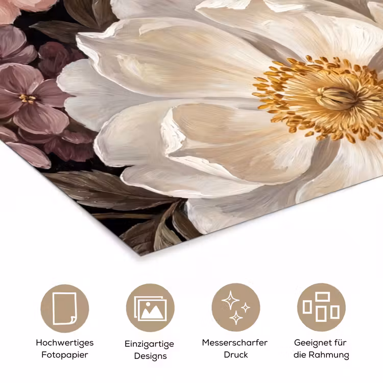 Bloemen - Boeket - Klassiek - Donker - Rood poster papier klein -tcloseup_DE