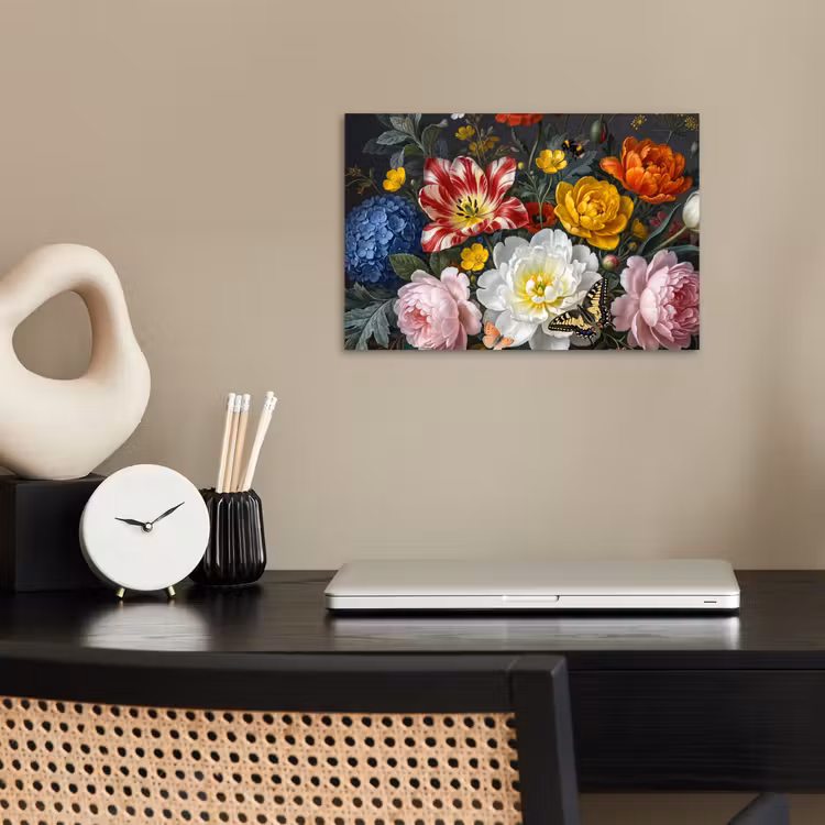 Bloemen - Boeket - Klassiek - Kleurrijk - Natuur poster papier klein -sfeer1