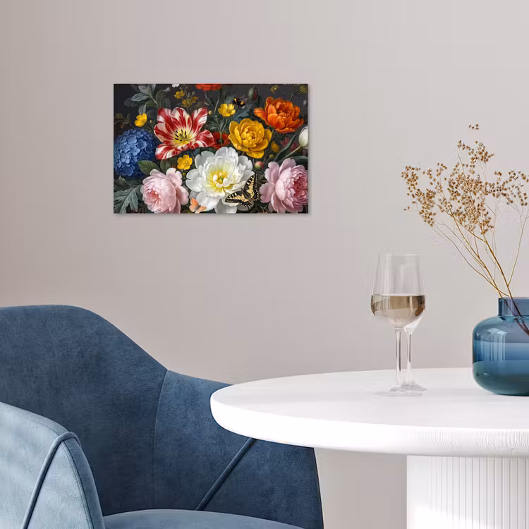 Bloemen - Boeket - Klassiek - Kleurrijk - Natuur poster papier klein -sfeer3