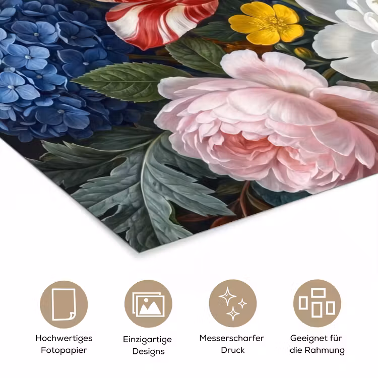 Bloemen - Boeket - Klassiek - Kleurrijk - Natuur poster papier klein -tcloseup_DE