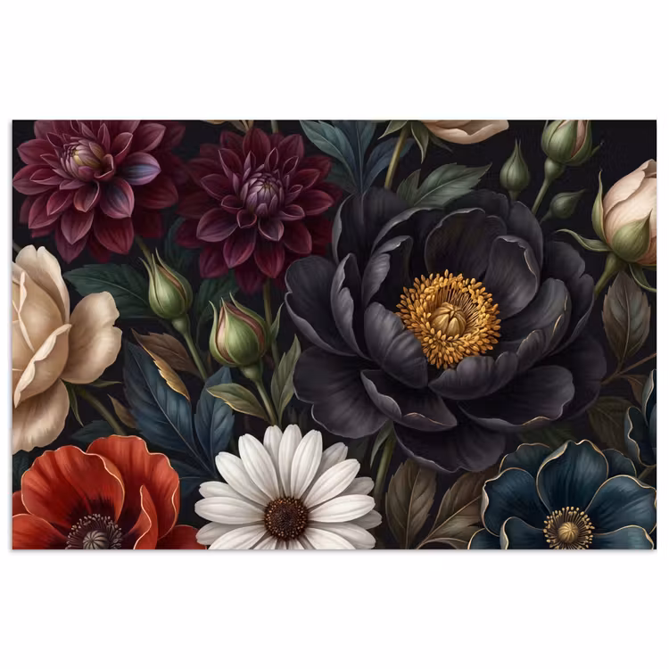 Bloemen - Boeket - Natuur - Klassiek - Weelderig poster papier klein -3d