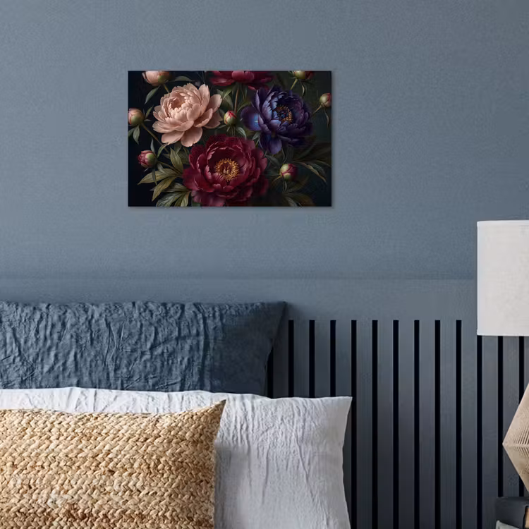 Bloemen - Boeket - Natuur - Modern - Donker poster papier klein -sfeer2