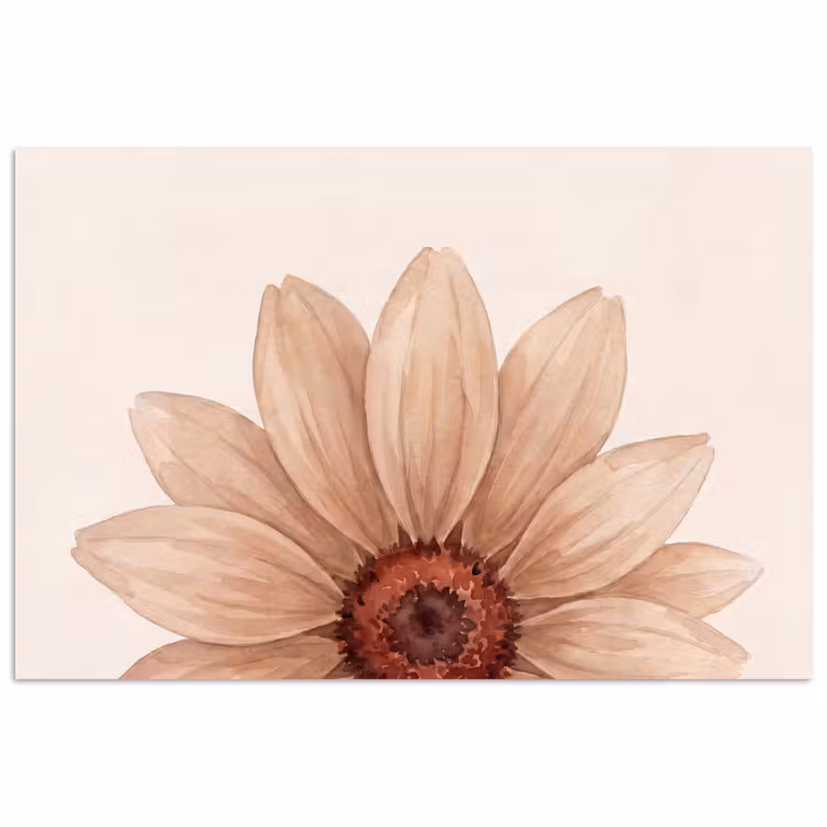 Bloemen - Bloemblad - Natuur - Aquarel - Beige poster papier klein -3d