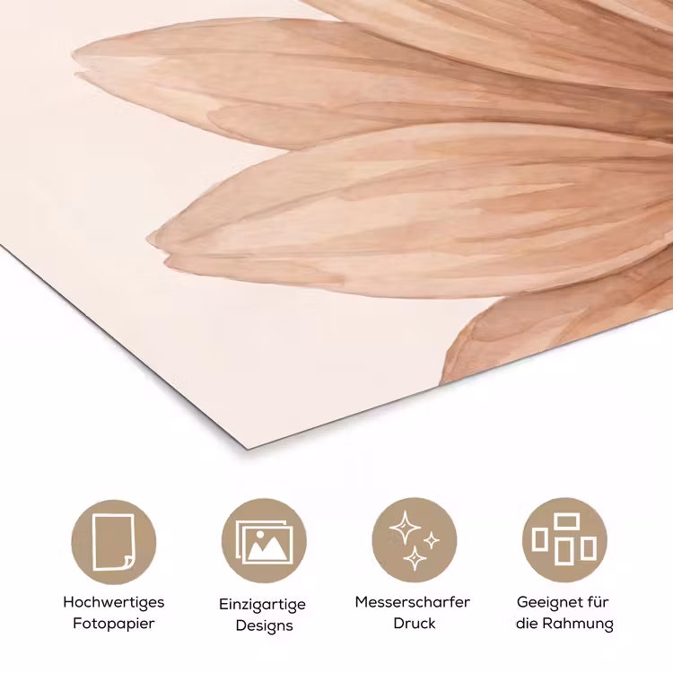 Bloemen - Bloemblad - Natuur - Aquarel - Beige poster papier klein -tcloseup_DE