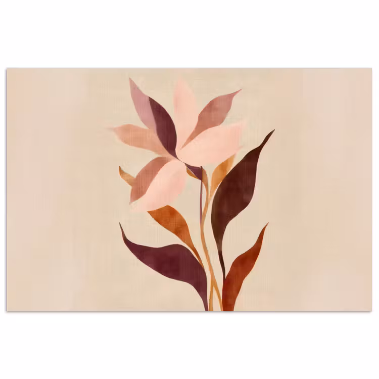 Bloemen - Blaadjes - Minimalistisch - Roze poster papier klein -3d