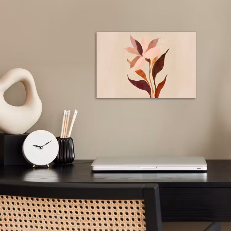 Bloemen - Blaadjes - Minimalistisch - Roze poster papier klein -sfeer1