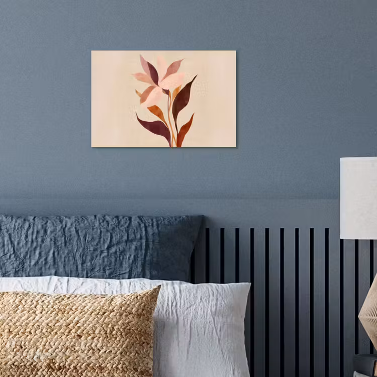 Bloemen - Blaadjes - Minimalistisch - Roze poster papier klein -sfeer2
