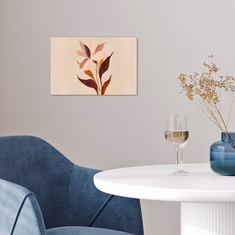 Bloemen - Blaadjes - Minimalistisch - Roze poster papier klein -sfeer3