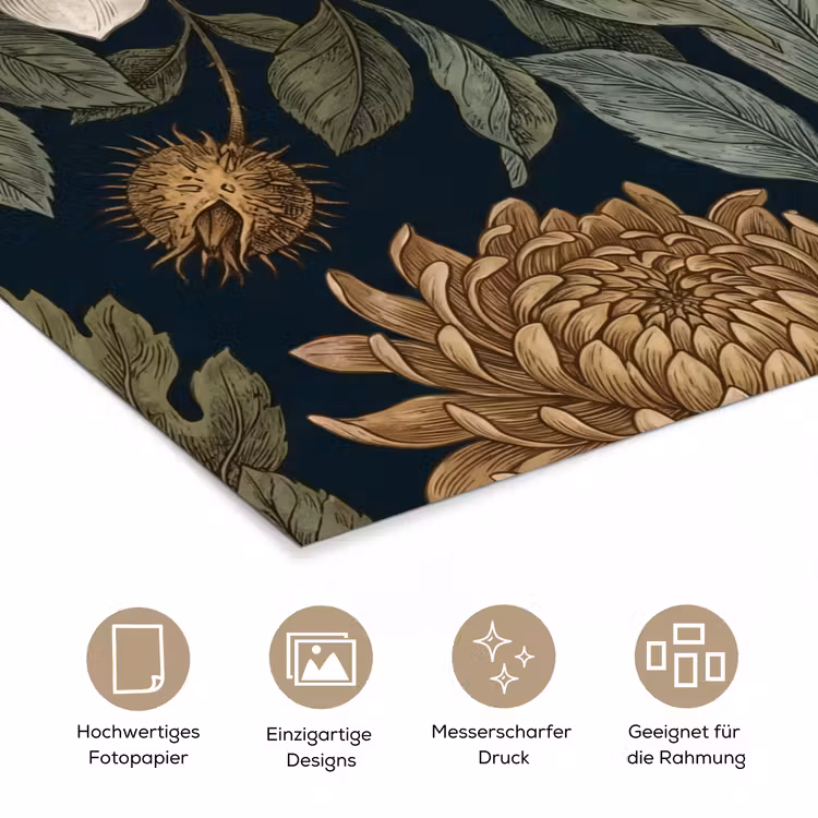 Bloemen - Botanisch - Illustratie - Donker - Vintage poster papier klein -tcloseup_DE