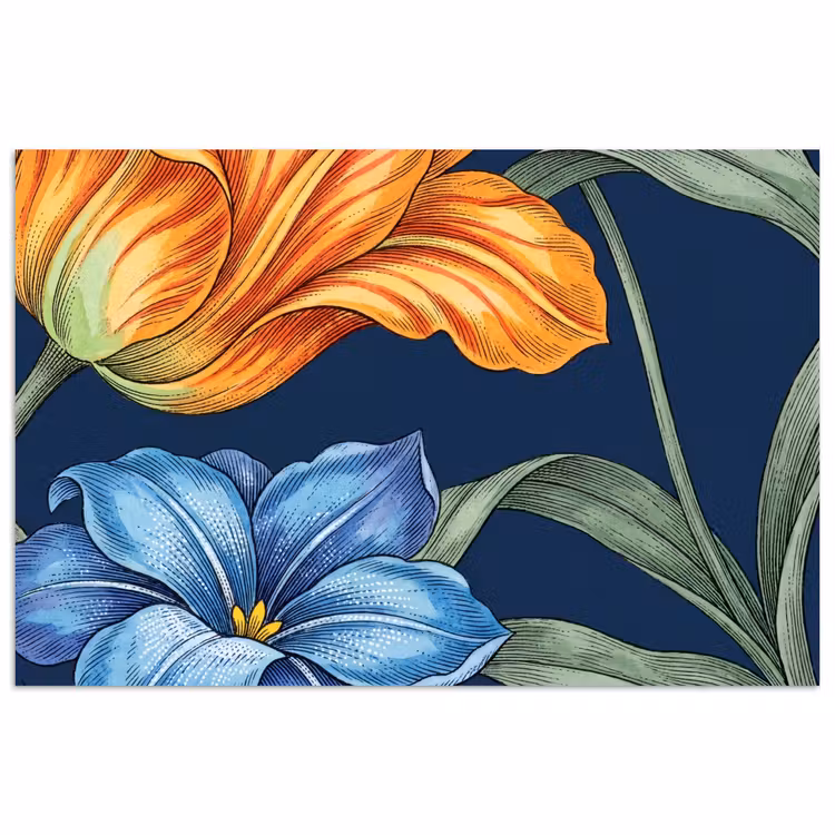 Poster - Blumen – Botanik – Muster - Bloemen - Botanisch - Patroon poster papier klein
