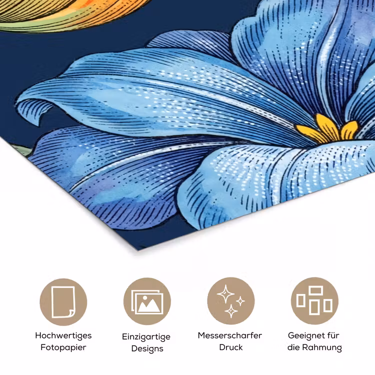 Poster - Blumen – Botanik – Muster - Bloemen - Botanisch - Patroon poster papier klein