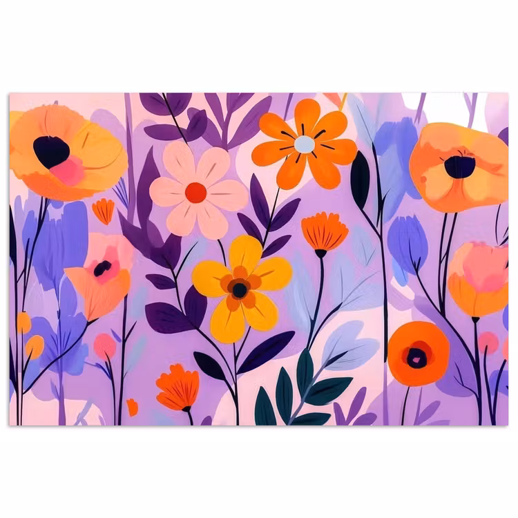 Bloemen - Kleurrijk - Bladeren poster papier klein -3d