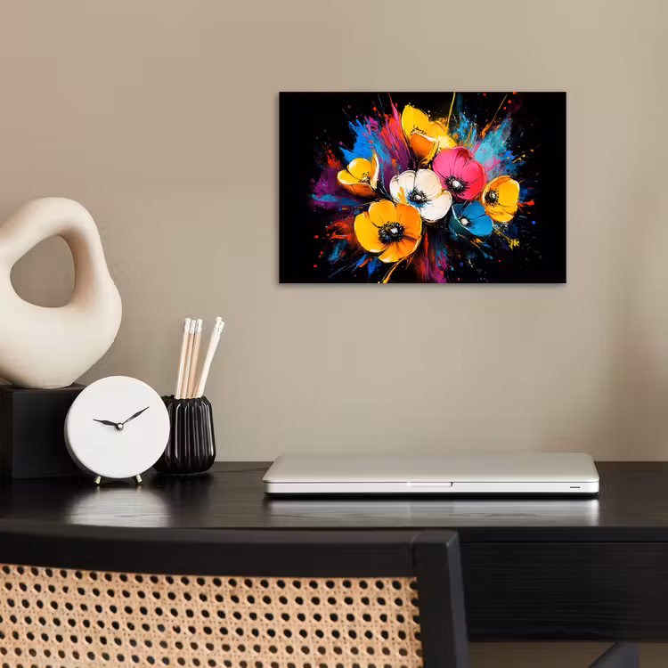 Bloemen - Kleurrijk - Graffiti - Modern - Boeket poster papier klein -sfeer1