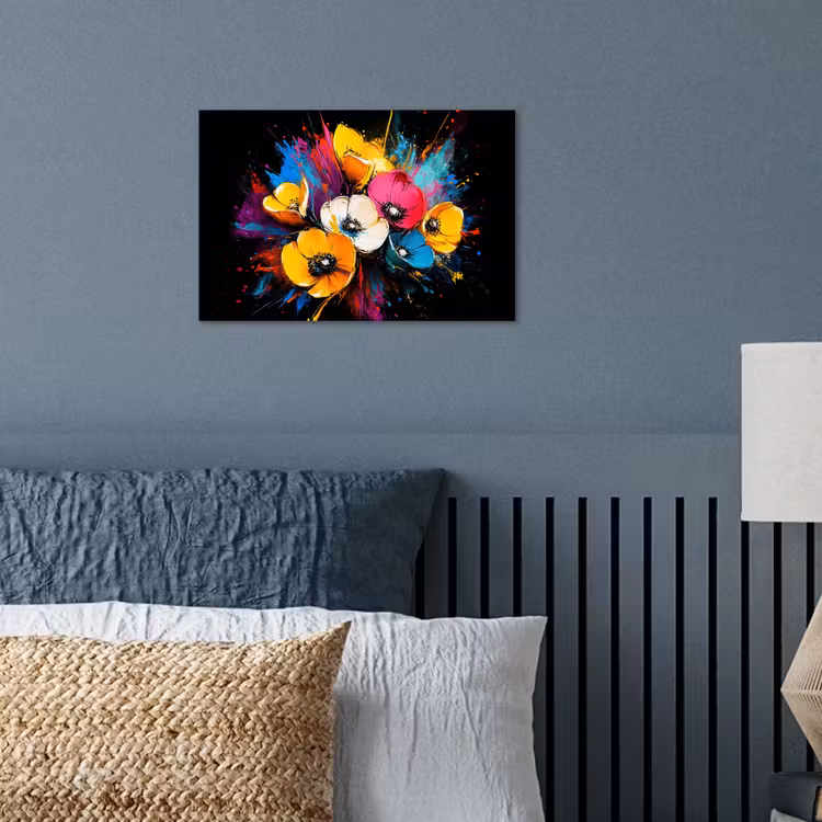 Bloemen - Kleurrijk - Graffiti - Modern - Boeket poster papier klein -sfeer2