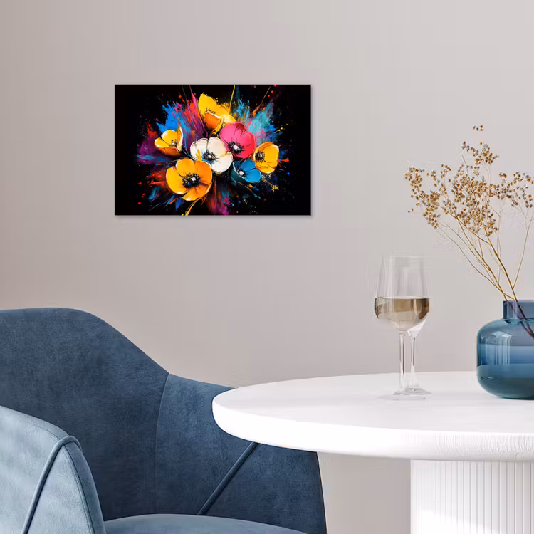 Bloemen - Kleurrijk - Graffiti - Modern - Boeket poster papier klein -sfeer3