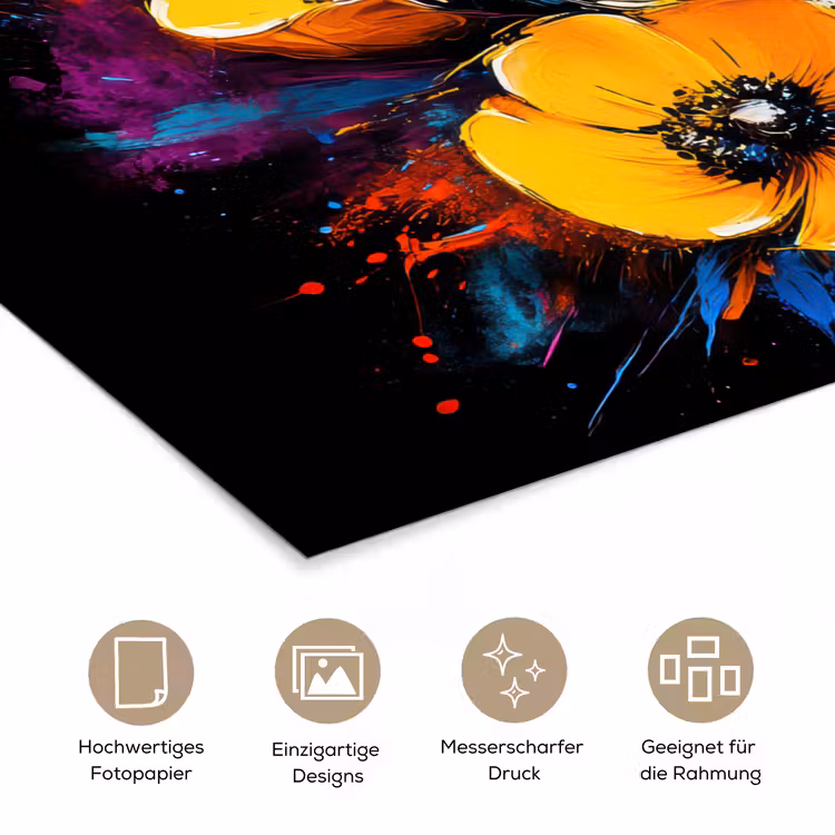 Bloemen - Kleurrijk - Graffiti - Modern - Boeket poster papier klein -tcloseup_DE