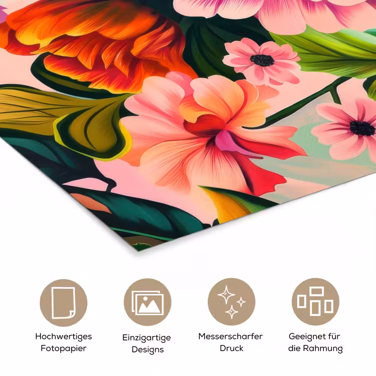 Bloemen - Kleurrijk - Roze poster papier klein -tcloseup_DE