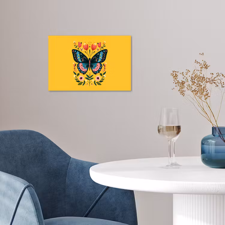 Bloemen - Kleurrijk - Vlinder - Sierlijk poster papier klein -sfeer3