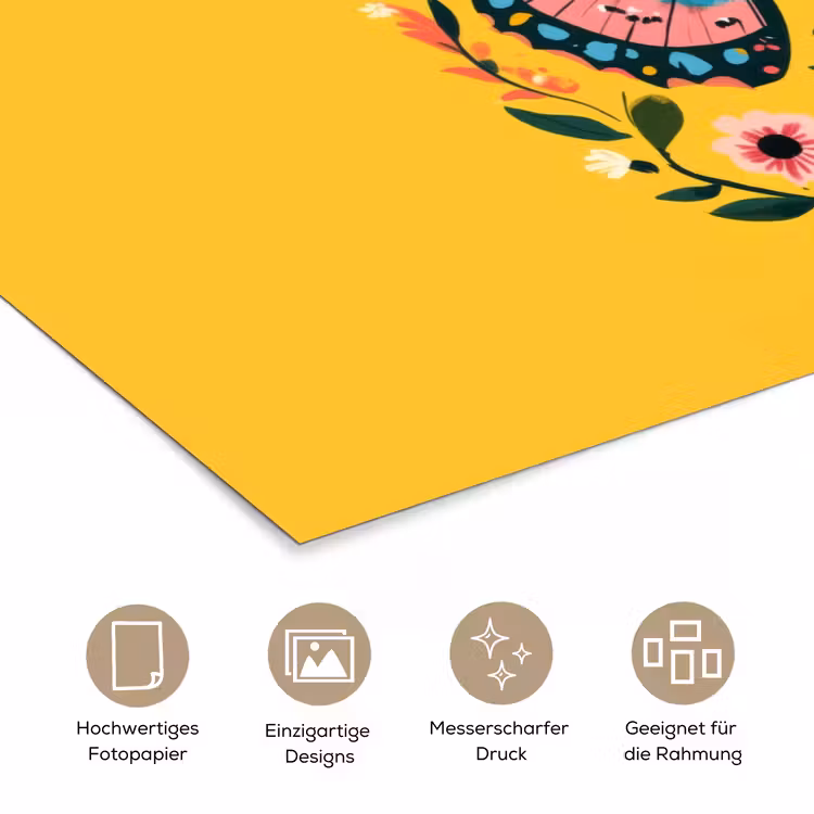 Bloemen - Kleurrijk - Vlinder - Sierlijk poster papier klein -tcloseup_DE
