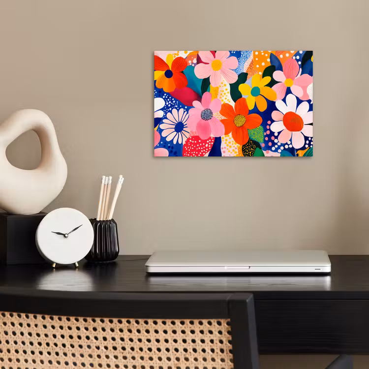 Bloemen - Kleurrijk - Stippen poster papier klein -sfeer1