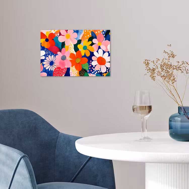 Bloemen - Kleurrijk - Stippen poster papier klein -sfeer3