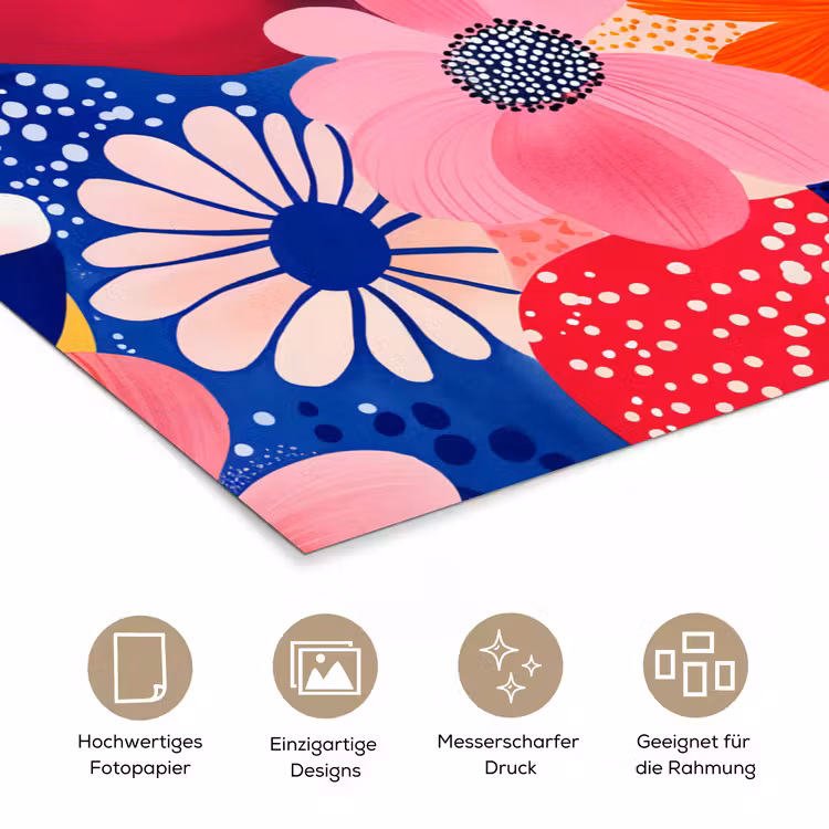 Bloemen - Kleurrijk - Stippen poster papier klein -tcloseup_DE
