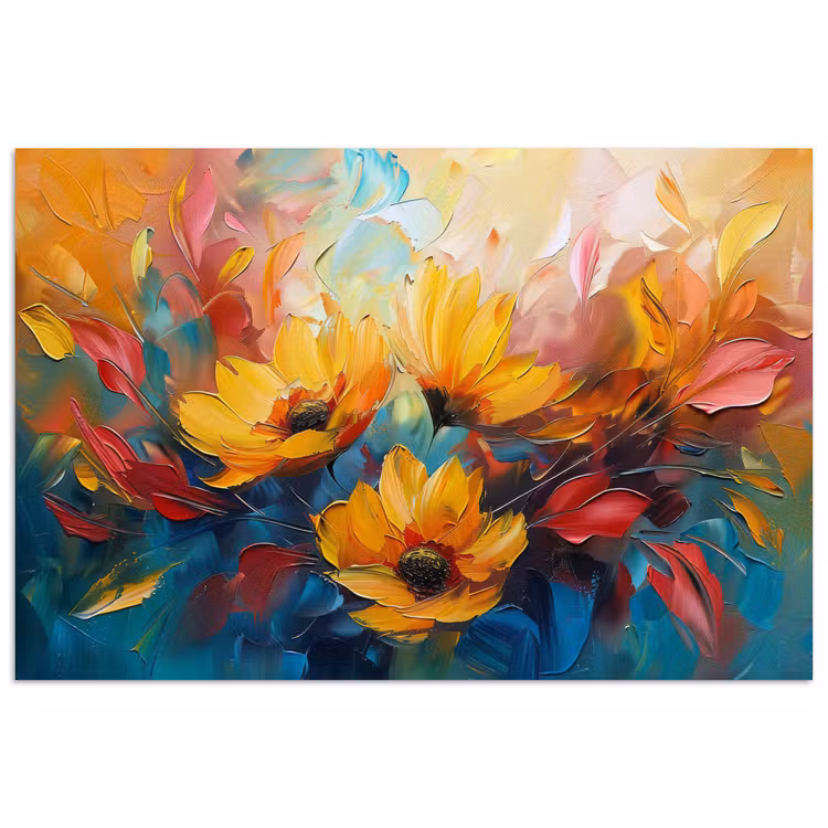 Bloemen - Dahlia - Kunst - Oranje - Watercolor poster papier klein -3d