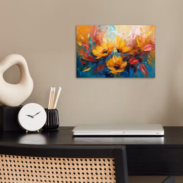 Bloemen - Dahlia - Kunst - Oranje - Watercolor poster papier klein -sfeer1