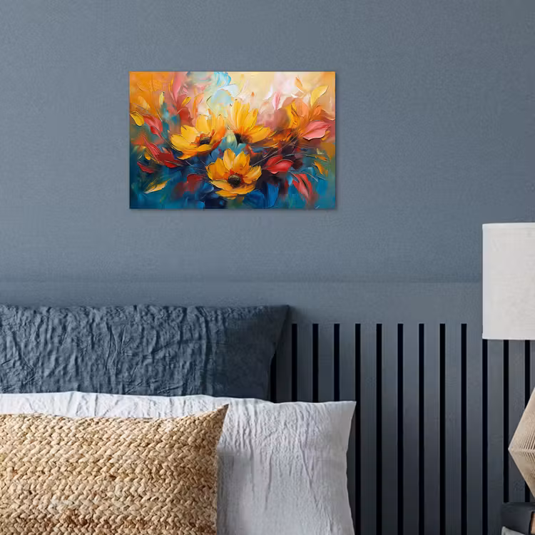 Bloemen - Dahlia - Kunst - Oranje - Watercolor poster papier klein -sfeer2