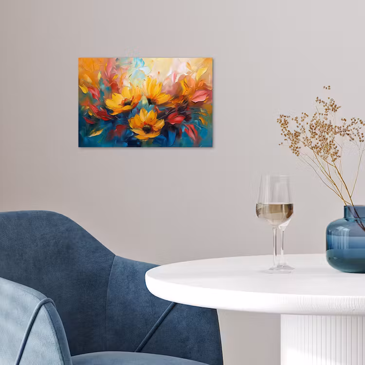 Bloemen - Dahlia - Kunst - Oranje - Watercolor poster papier klein -sfeer3