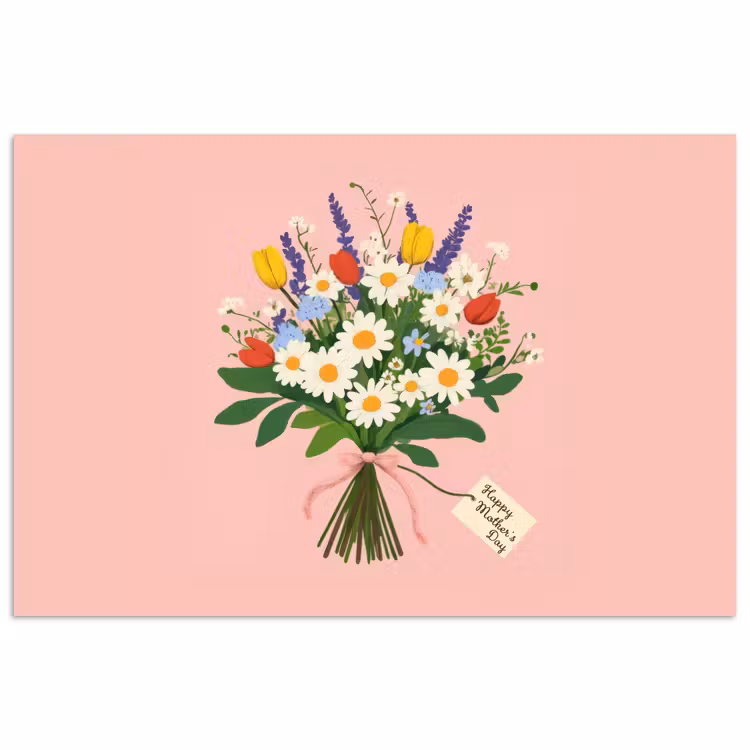 Bloemen - Lint - Kaartje poster papier klein -3d