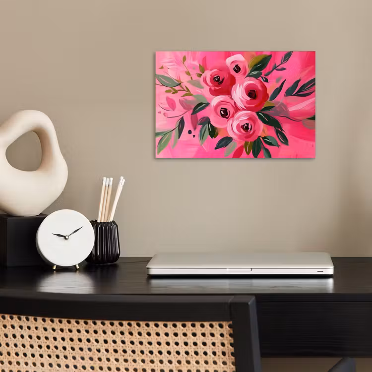 Bloemen - Verf - Roze poster papier klein -sfeer1