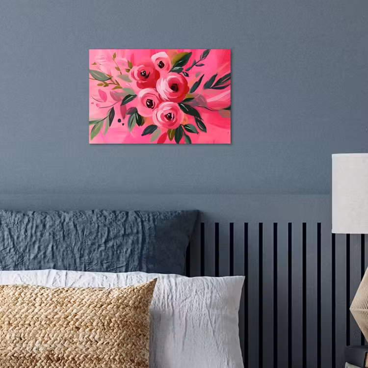Bloemen - Verf - Roze poster papier klein -sfeer2