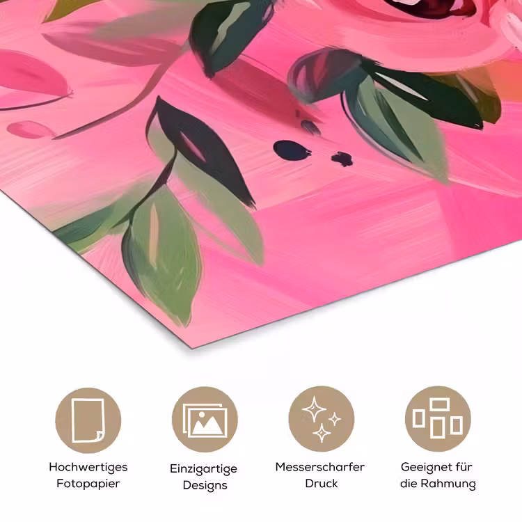 Bloemen - Verf - Roze poster papier klein -tcloseup_DE