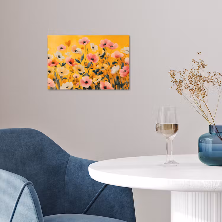 Bloemen - Veld - Geel poster papier klein -sfeer3