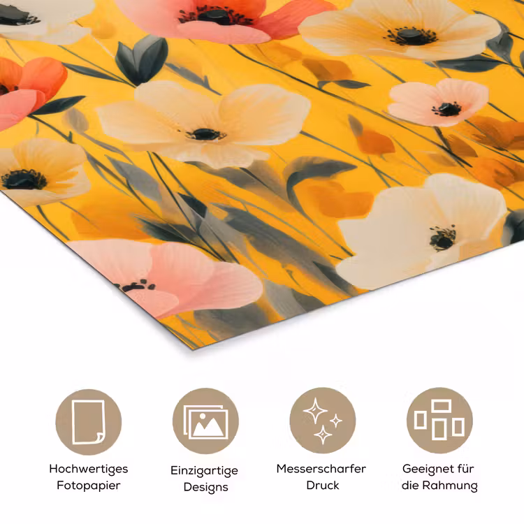 Bloemen - Veld - Geel poster papier klein -tcloseup_DE