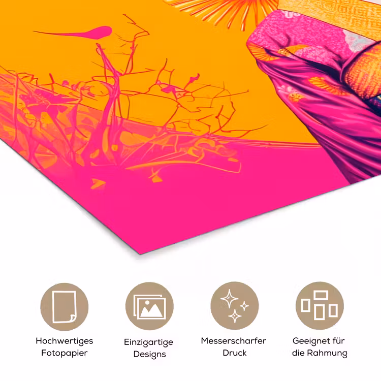Bloemen - Vrouw - Kimono - Roze poster papier klein -tcloseup_DE