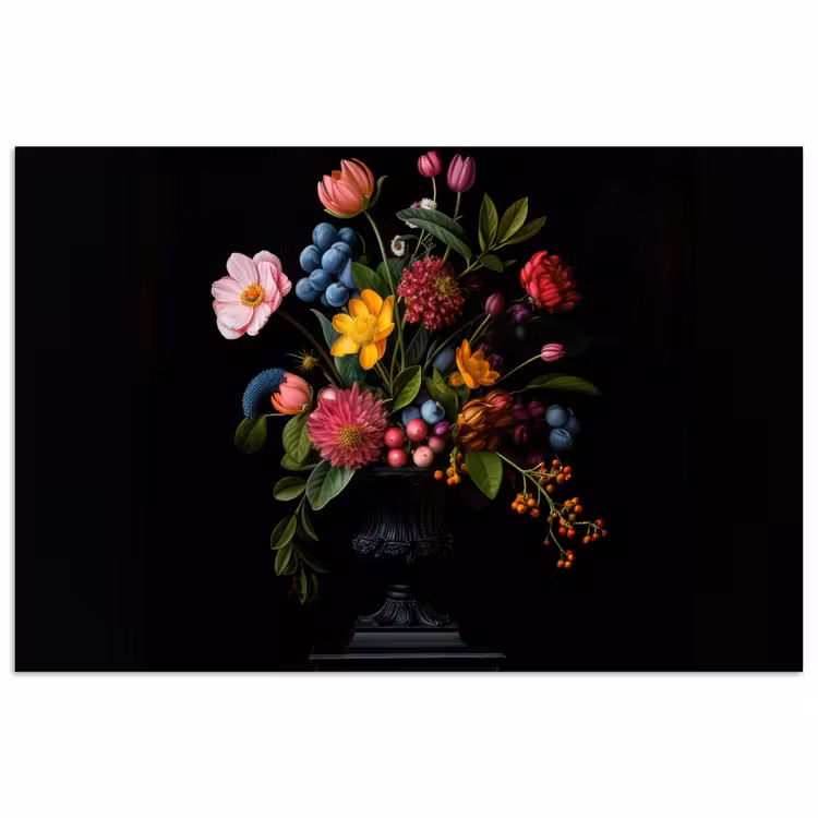 Bloemen - Vrolijk - Vaas poster papier klein -3d