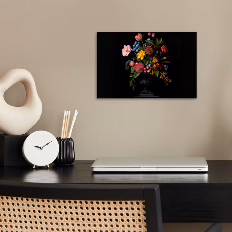 Bloemen - Vrolijk - Vaas poster papier klein -sfeer1