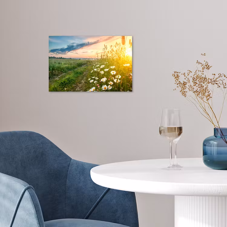 Bloemen - Madelief - Natuur - Zon - Horizon poster papier klein -sfeer3