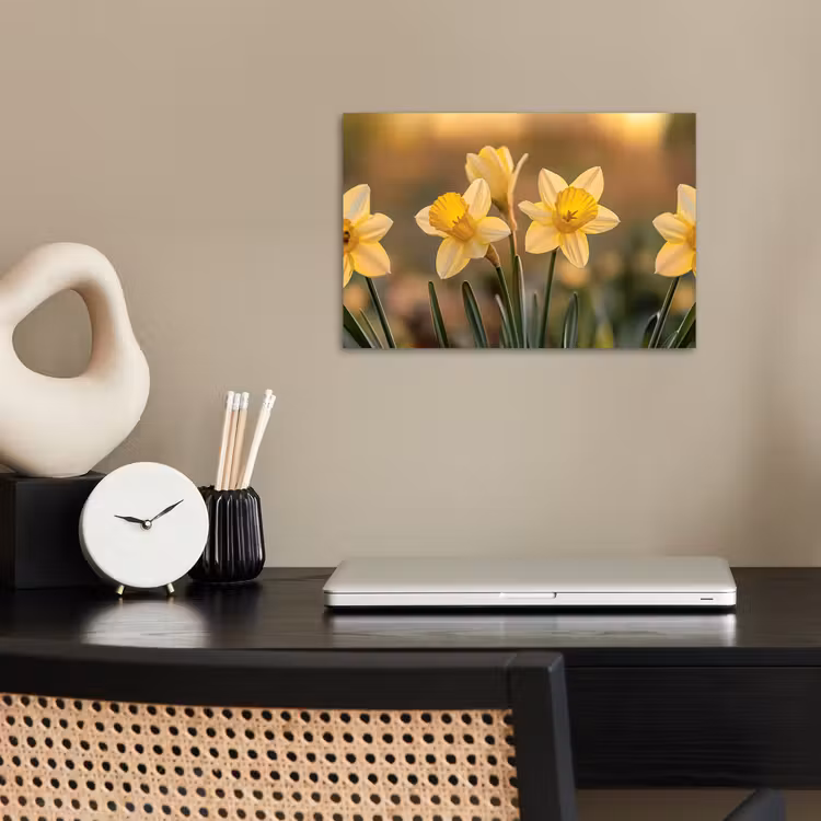 Bloemen - Geel - Wazig poster papier klein -sfeer1