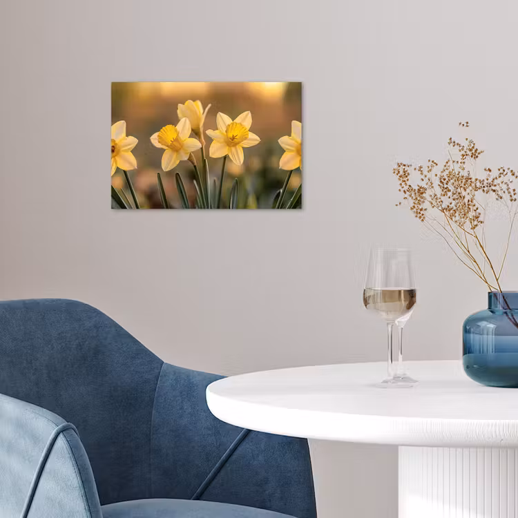 Bloemen - Geel - Wazig poster papier klein -sfeer3