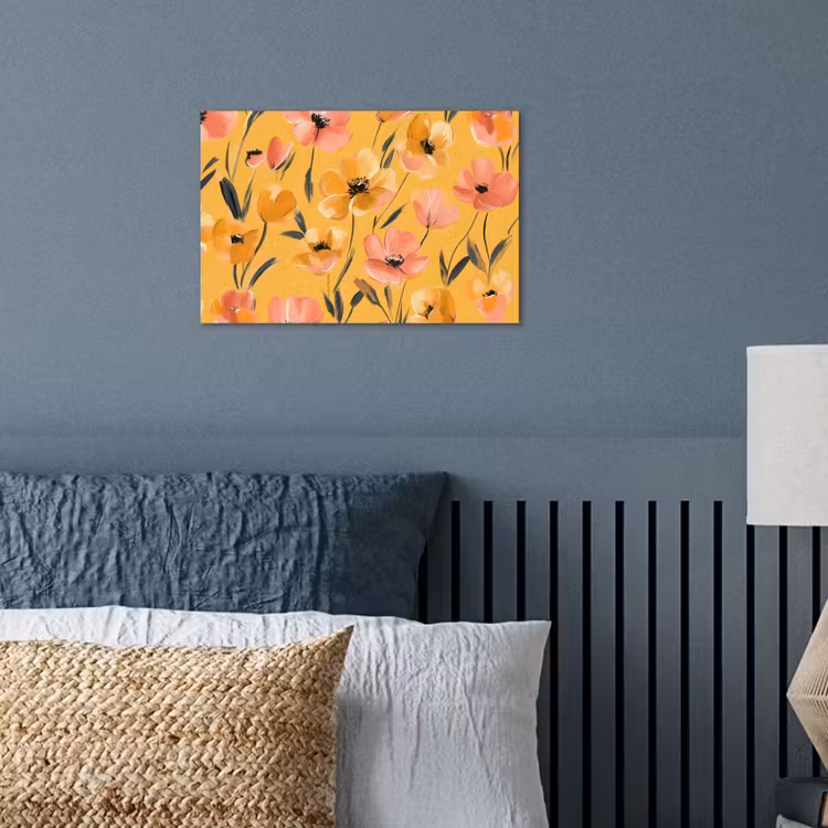 Bloemen - Geschilderd - Geel poster papier klein -sfeer2