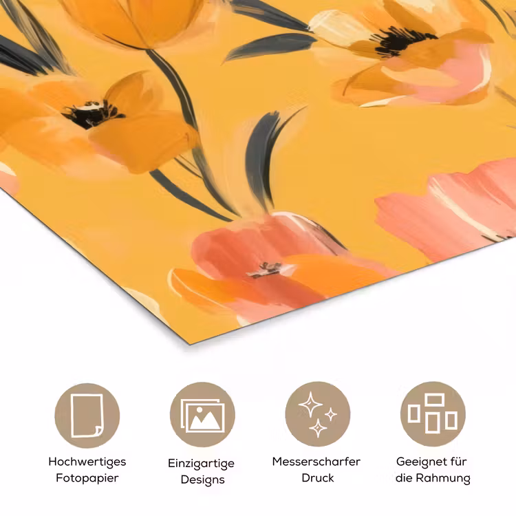 Bloemen - Geschilderd - Geel poster papier klein -tcloseup_DE