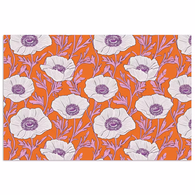 Bloemen - Grafisch - Oranje poster papier klein 62 -3d